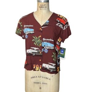 Paradise Found GM vintage Hawaiian car shirt